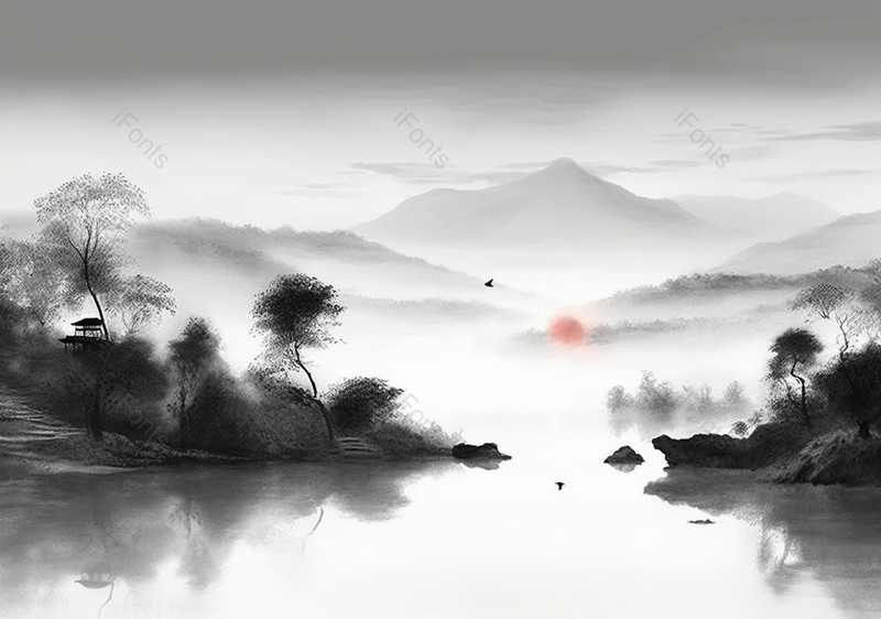 国画水墨山水风景画背景图,插画/手绘图,插画/手绘图库,插画/手绘图下载,插画/手绘